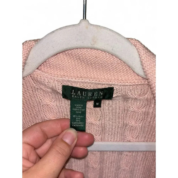 Ralph Lauren Women's Sweater Open Cardigan Size Medium Pink Silk/Cashmere - Picture 2 of 10